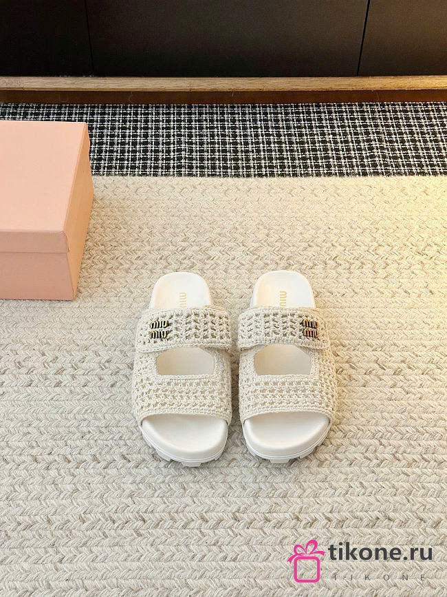 Miumiu Crochet Sandals White 5XX675 - 1