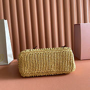 Miumiu Raffia Handbag Beige/Cognac 5BA316 - 25.5x14x9.5cm - 2