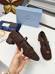 Prada Crochet Pumps Coca Brown 35mm 1I429O - 1