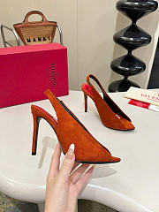 Valentino Open Toe Revele Suede Pumps Rust 105mm - 5