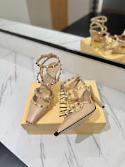 VLTN Rockstud Kidskin Pumps Beige 100mm - 4