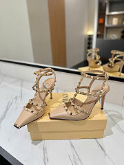 VLTN Rockstud Kidskin Pumps Beige 100mm - 2