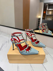 VLTN Rockstud Kidskin Pumps Blue 100mm - 2