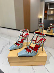 VLTN Rockstud Kidskin Pumps Blue 100mm - 4