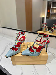 VLTN Rockstud Kidskin Pumps Blue 100mm - 5