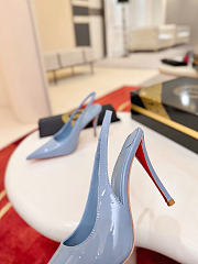 Christian Louboutin Miss Z Slingback Pumps 100mm Patent Calf Leather Blue - 2