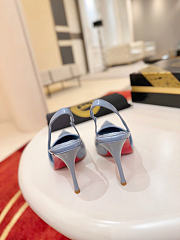 Christian Louboutin Miss Z Slingback Pumps 100mm Patent Calf Leather Blue - 3