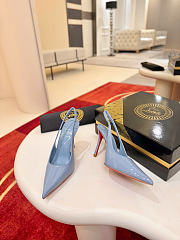 Christian Louboutin Miss Z Slingback Pumps 100mm Patent Calf Leather Blue - 6