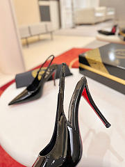 Christian Louboutin Miss Z Slingback Pumps 100mm Patent Calf Leather Black - 6