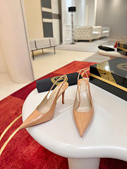 Christian Louboutin Miss Z Slingback Pumps 100mm Patent Calf Leather Beige - 3