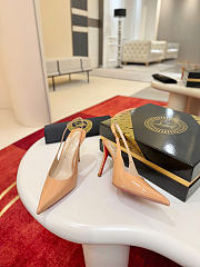 Christian Louboutin Miss Z Slingback Pumps 100mm Patent Calf Leather Beige - 2