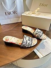 Dior Dway Heeled Slide Beige Cotton Embroidered with Multicolor Dior Bloom Tapestry Motif 3.5cm - 6