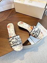 Dior Dway Heeled Slide Beige Cotton Embroidered with Multicolor Dior Bloom Tapestry Motif 3.5cm - 5
