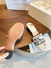 Dior Dway Heeled Slide Beige Cotton Embroidered with Multicolor Dior Bloom Tapestry Motif 3.5cm - 4