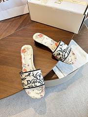 Dior Dway Heeled Slide Beige Cotton Embroidered with Multicolor Dior Bloom Tapestry Motif 3.5cm - 3
