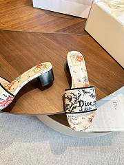 Dior Dway Heeled Slide Beige Cotton Embroidered with Multicolor Dior Bloom Tapestry Motif 3.5cm - 2