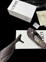 Loewe Pebble Soft Slide in Raffia-effect Fabric Dark Brown 4.5cm - 4
