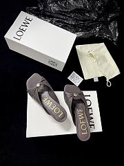 Loewe Pebble Soft Slide in Raffia-effect Fabric Dark Brown 4.5cm - 5