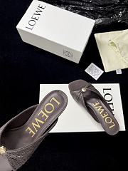 Loewe Pebble Soft Slide in Raffia-effect Fabric Dark Brown 4.5cm - 6