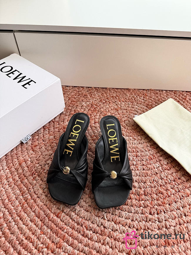 Loewe Pebble Soft Slide in Nappa Lambskin Black 4.5cm - 1