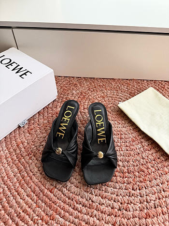 Loewe Pebble Soft Slide in Nappa Lambskin Black 4.5cm