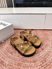 Loewe Pebble Beads Fussbett Sandal in Nappa Lambskin Camel - 4