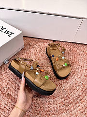 Loewe Pebble Beads Fussbett Sandal in Nappa Lambskin Camel - 5