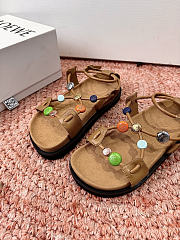 Loewe Pebble Beads Fussbett Sandal in Nappa Lambskin Camel - 6