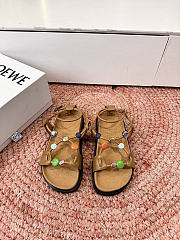 Loewe Pebble Beads Fussbett Sandal in Nappa Lambskin Camel - 1