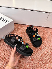 Loewe Pebble Beads Fussbett Sandal in Nappa Lambskin Black - 6