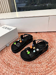 Loewe Pebble Beads Fussbett Sandal in Nappa Lambskin Black - 3
