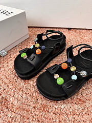 Loewe Pebble Beads Fussbett Sandal in Nappa Lambskin Black - 2