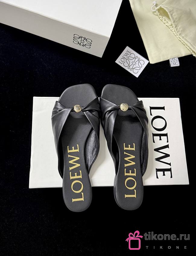 Loewe Pebble Soft Slide in Nappa Lambskin Black - 1
