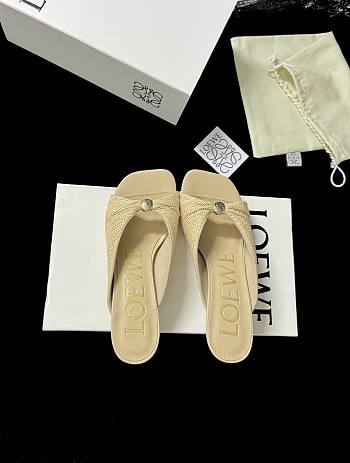 Loewe Pebble Soft Slide in Raffia-effect Fabric Natural 4.5cm