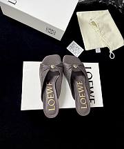 Loewe Pebble Soft Slide in Raffia-effect Fabric Dark Brown 4.5cm - 1
