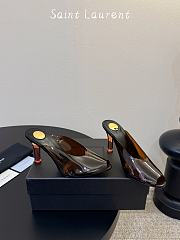 YSL Sabrina Mules In TPU Dark Brown 9.5cm - 2