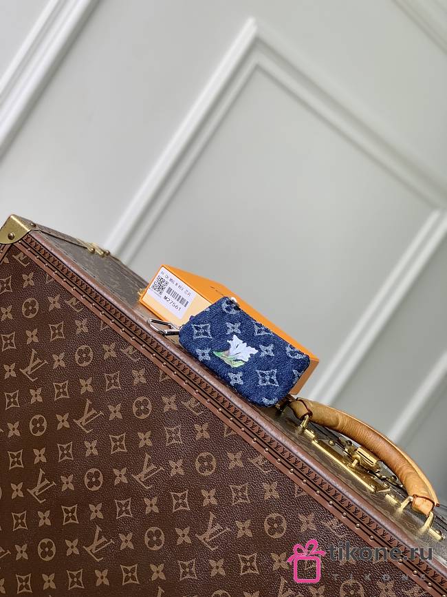 LV Pochette Clés Monogram Flowers Denim Blue M27561 - 13x8x1.5cm - 1