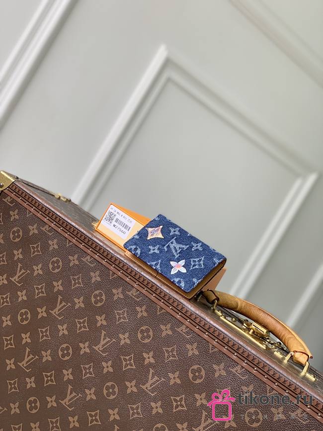 LV Pocket Organizer Monogram Flowers Denim Blue M27560 - 7.5x11x1cm - 1