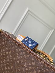 LV Pocket Organizer Monogram Flowers Denim Blue M27560 - 7.5x11x1cm - 2