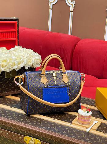 LV Speedy Soft 30 Monogram Grid Canvas/Blue M29143 - 30x21x17cm