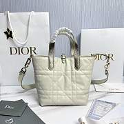 Small Dior Toujours Vertical Tote Bag Two-Tone Gold and White Macrocannage Calfskin with Metallic Thread - 18x16x12cm - 2