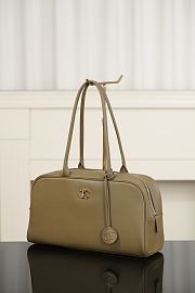 Chanel Large Bowling Bag Calfskin & Gold-Tone Metal Khaki - 35.5x19x12.5cm - 5