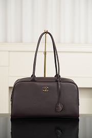 Chanel Large Bowling Bag Calfskin & Gold-Tone Metal Chocolate - 35.5x19x12.5cm - 6