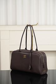 Chanel Large Bowling Bag Calfskin & Gold-Tone Metal Chocolate - 35.5x19x12.5cm - 2