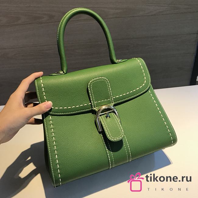 Delvaux Brillant MM Surpiqué Rodeo Calf Green Ivory - 29x22x15cm - 1