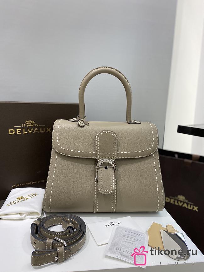 Delvaux Brillant MM Surpiqué Rodeo Calf Tourterelle I Ivory - 29x22x15cm - 1