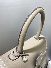 Delvaux Brillant MM Surpiqué Rodeo Calf Tourterelle I Ivory - 29x22x15cm - 2