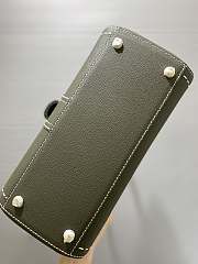 Delvaux Brillant MM Surpiqué Rodeo Calf Dark Green Ivory - 29x22x15cm - 3