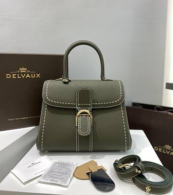 Delvaux Brillant MM Surpiqué Rodeo Calf Dark Green Ivory - 29x22x15cm