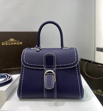 Delvaux Brillant MM Surpiqué Rodeo Calf Navy Ivory - 29x22x15cm